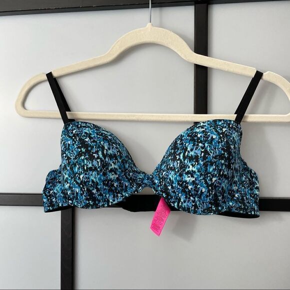 [36B]🦋LA Senza Aqua Blue & Black Dot Splatter Print | Lightweight T-Shirt Bra - Picture 3 of 13